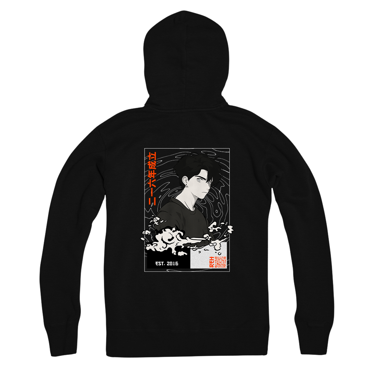 ZIP-HOODIE_JAPAN_CLOUDS_BACK_BLACK Japan Collection Clouds Zip Hoodie