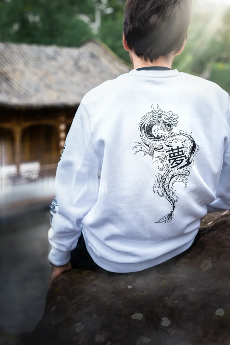 Japan Collection Dragon Oversized Sweatshirt White