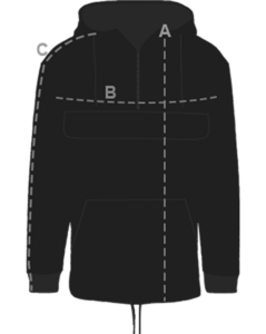 Half Zip Hoodie Sizechart